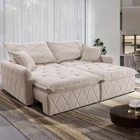 Sofá 3 Lugares Cama inBox Sublime Retrátil e Reclinável Revestido em Bouclé - 180cm de largura - 1