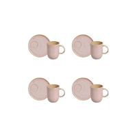 Conjunto de Canecas e Pires Porto Brasil Coup Stoneware Litch Rosa Claro 330ml - 4 Peças - 1