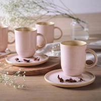 Conjunto de Canecas e Pires Porto Brasil Coup Stoneware Litch Rosa Claro 330ml - 4 Peças - 2