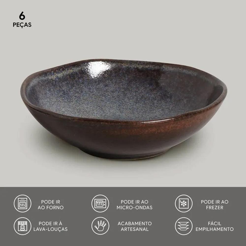 Conjunto de Cumbucas Porto Brasil Orgânico Titanium Azul Escuro 520ml - 6 Peças - 2