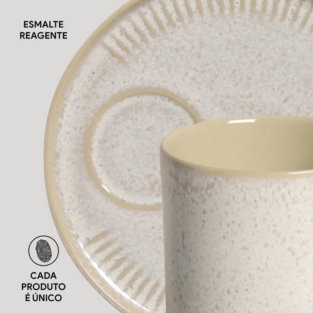 Conjunto de Canecas e Pires Porto Brasil Coup Stoneware Latte Off White 330ml - 4 Peças - 4