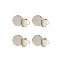 Conjunto de Canecas e Pires Porto Brasil Coup Stoneware Latte Off White 330ml - 4 Peças - 1