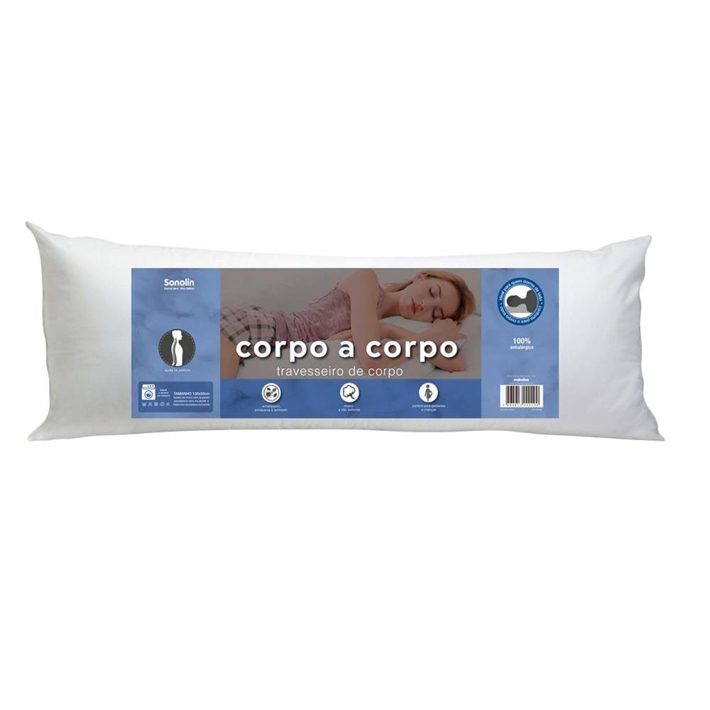 Travesseiro Sonolin Corpo a Corpo 135x50cm Branco - 2 Unidades - 2