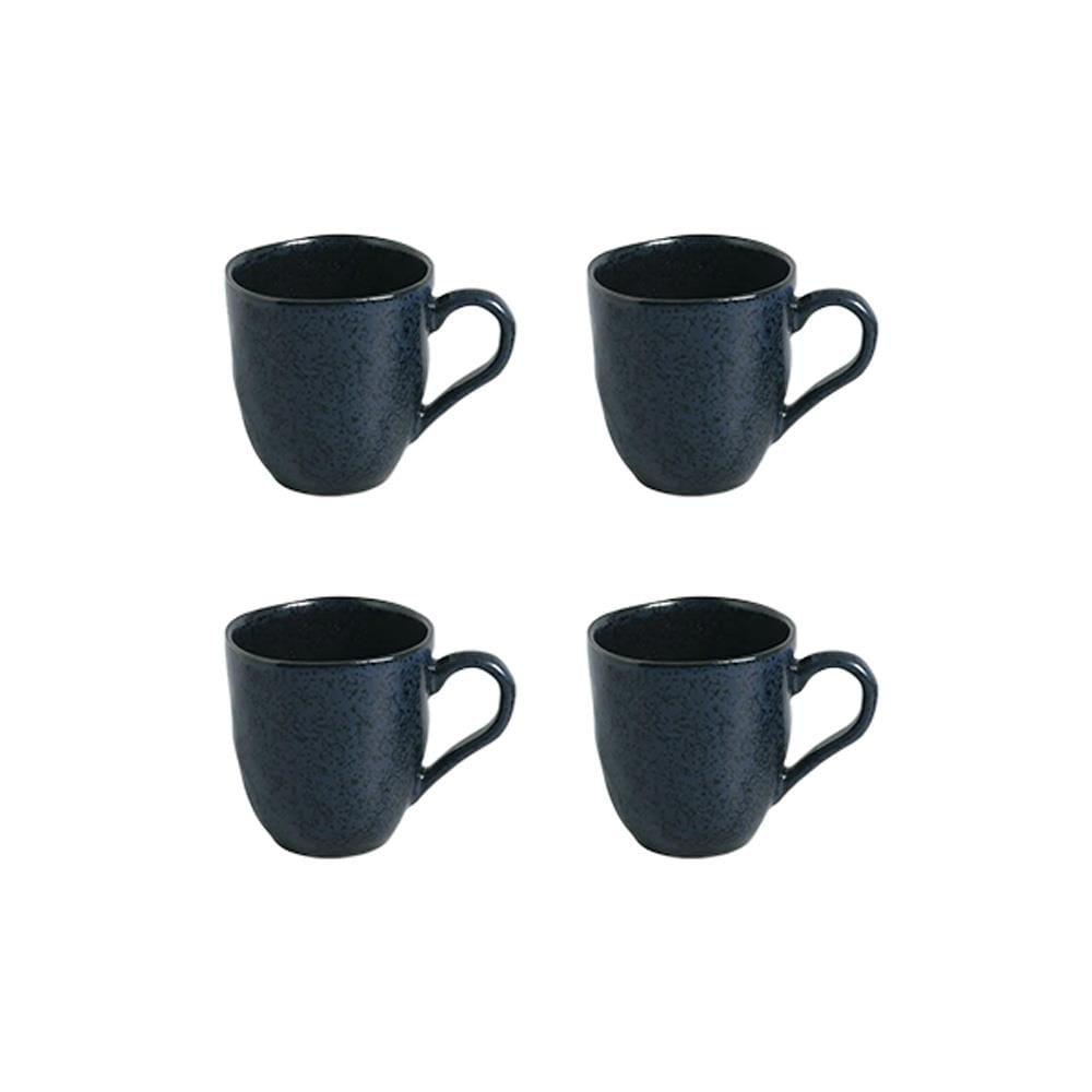 Conjunto com 4 Canecas Porto Brasil Orgânico Nigth Blue em Cerâmica Stoneware Azul - 273ml - 1