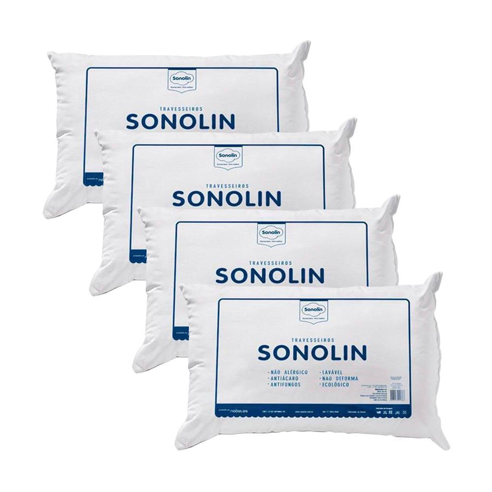 Travesseiro Sonolin Prime em Fibra Siliconada 50x70cm Branco - 4 Unidades - 1