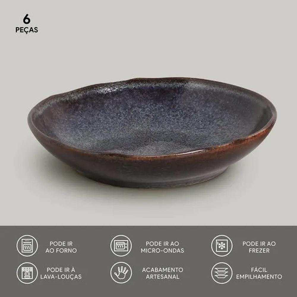 Conjunto de Pratos Fundos Porto Brasil Bio Titanium Azul Escuro 1,1 litros - 6 Peças - 3