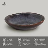 Conjunto de Pratos Fundos Porto Brasil Bio Titanium Azul Escuro 1,1 litros - 6 Peças - 3
