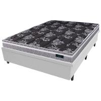 Colchão de Casal Globalflex Versalitis D33 + Base Box MGA Lift Cotton com Baú e Pistão à Gás 58x138x188cm - Cinza/Branco/Preto Floral - 1