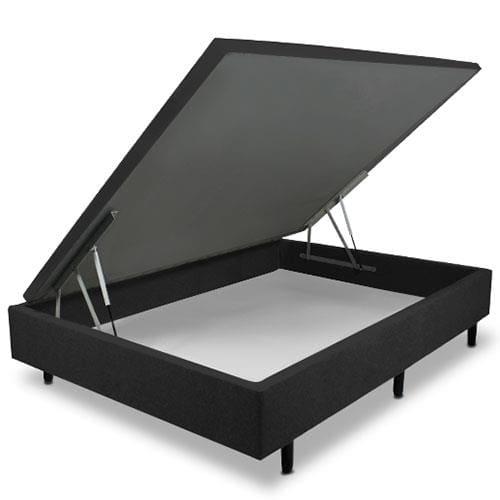 Colchão de Casal Globalflex Versalitis D33 + Base Box MGA Lift Cotton com Baú e Pistão à Gás 58x138x188cm - Cinza/Branco/Preto Floral - 4