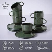 Conjunto de Xícaras de Chá com Pires Porto Brasil Linhas Greenery 230ml - 6 Peças - 3