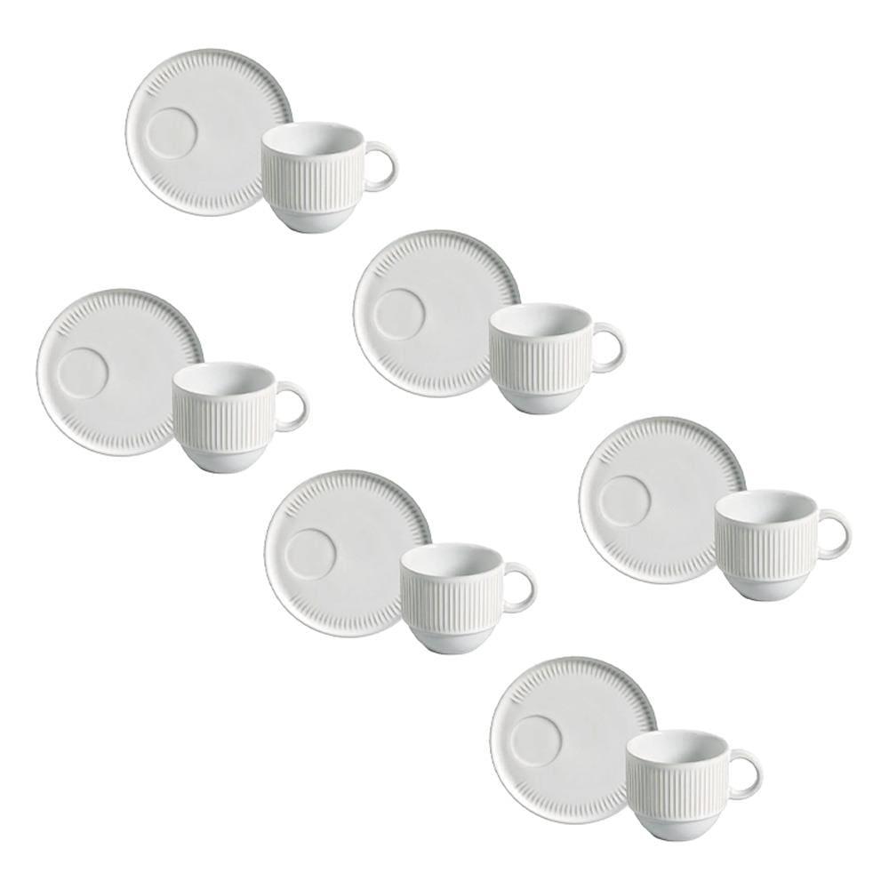 Conjunto de Xícaras de Chá com Pires Porto Brasil Linhas New White 230ml - 6 Peças - 1