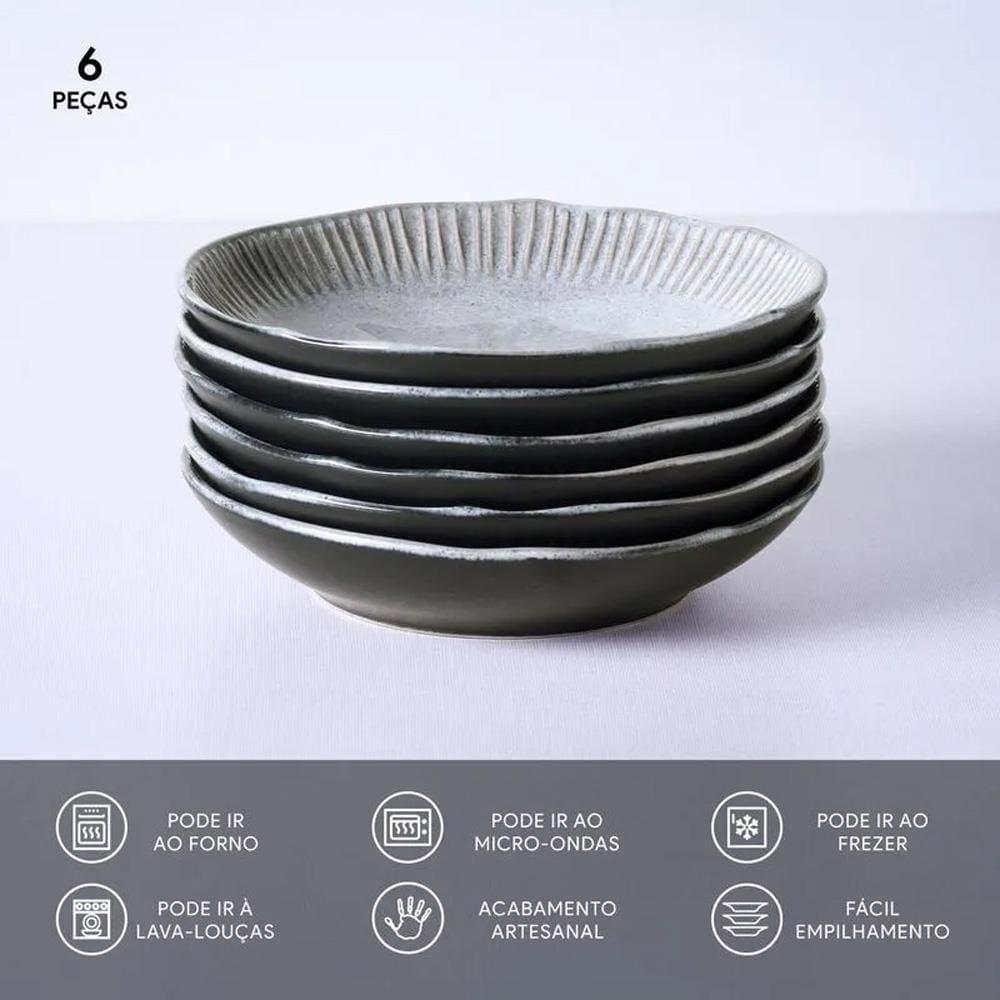 Conjunto de Pratos Fundos Porto Brasil Linhas Dust 830ml - 6 Peças - 3