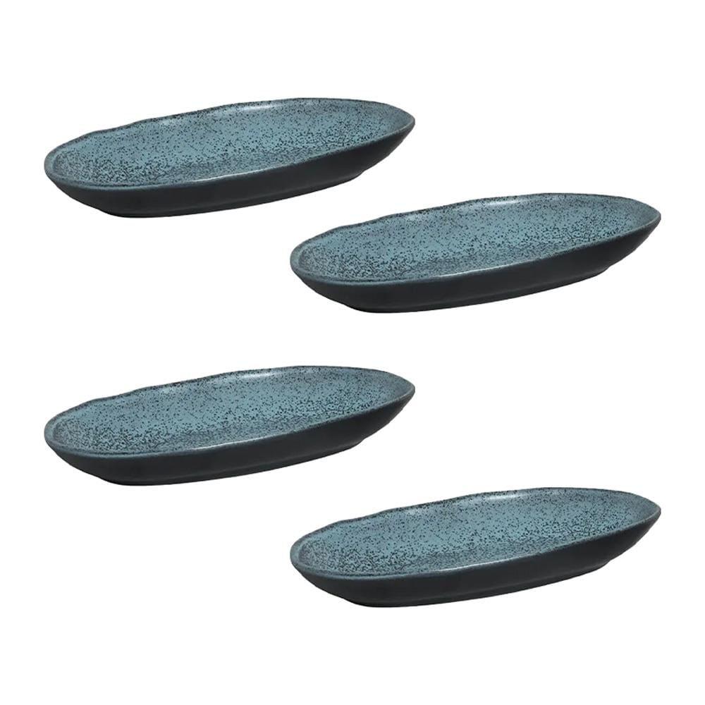 Conjunto de Travessas Ovais Grandes Porto Brasil Orgânico Night Sky 32x16cm - 4 Peças - 1