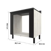 Balcão para Forno e Cooktop de 5 Bocas Bartira Rubi com 80,1cm de Largura - Freixo/Preto Poah - 4