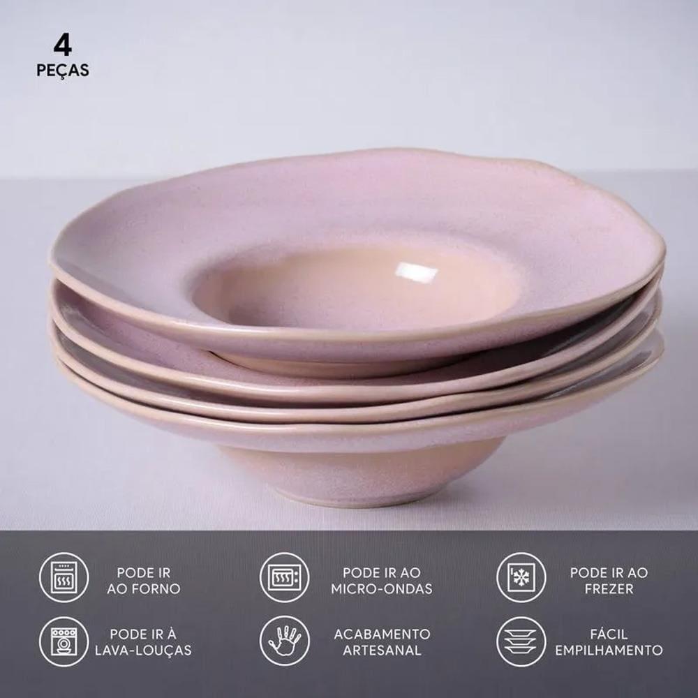 Conjunto de Pratos para Massa Porto Brasil Orgânico Litchi 450ml - 4 Peças - 3