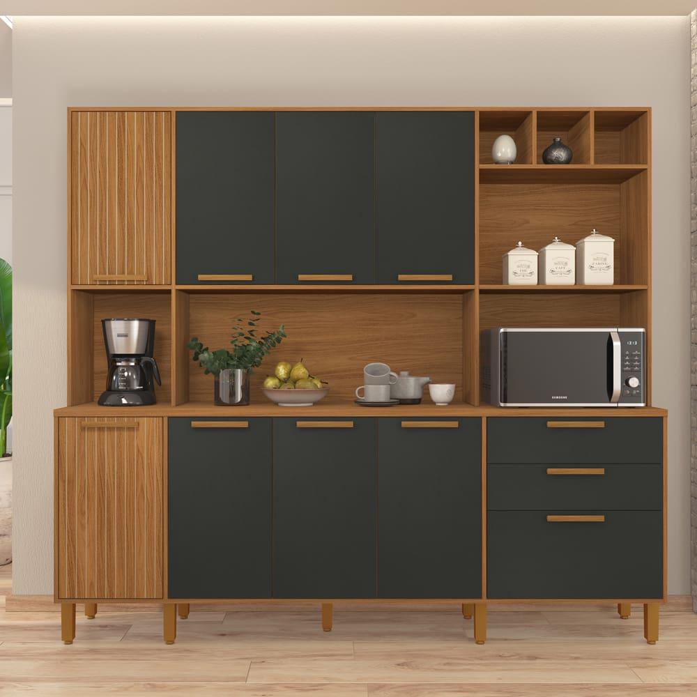 Cozinha Compacta Indekes Gramado com 9 Portas e 2 Gavetas - 219cm de Largura - 1
