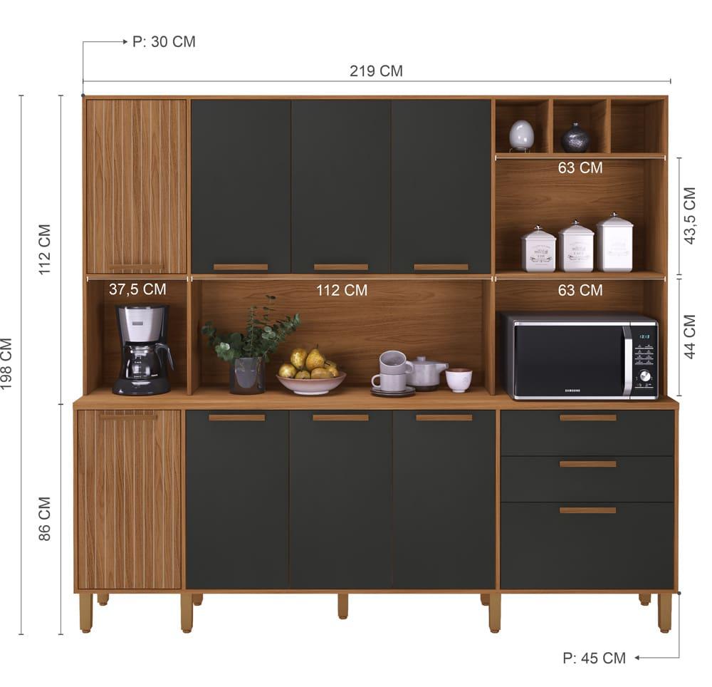 Cozinha Compacta Indekes Gramado com 9 Portas e 2 Gavetas - 219cm de Largura - 6
