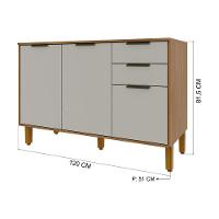Balcão Indekes Toronto em MDP 15mm com 3 Portas e 2 Gavetas - 120cm de largura - 3