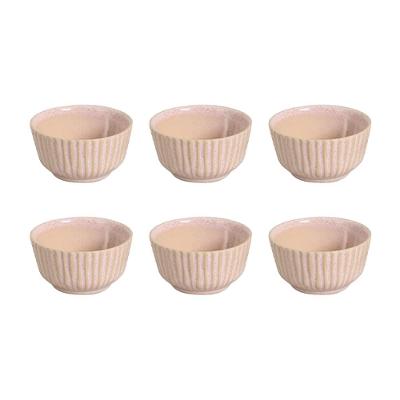 Conjunto de Ramequins Médios Porto Brasil Linhas Litchi com 6 Peças 170ml – Rosa Claro