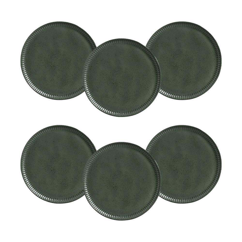 Conjunto de Pratos Rasos Porto Brasil Linhas Greenery Verde 27,5cm - 6 Peças - 1