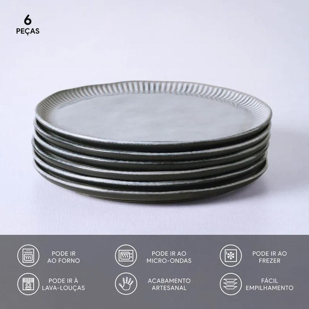 Conjunto de Pratos Rasos Porto Brasil Linhas Dust 27,5cm - 6 Peças - 3