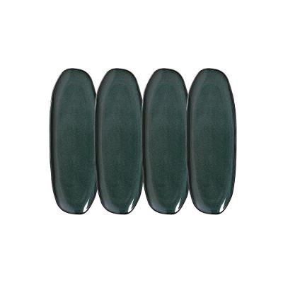 Conjunto de Travessas Oval Rasa Grande Porto Brasil Orgânico Oceano 36x13cm - 4 Peças