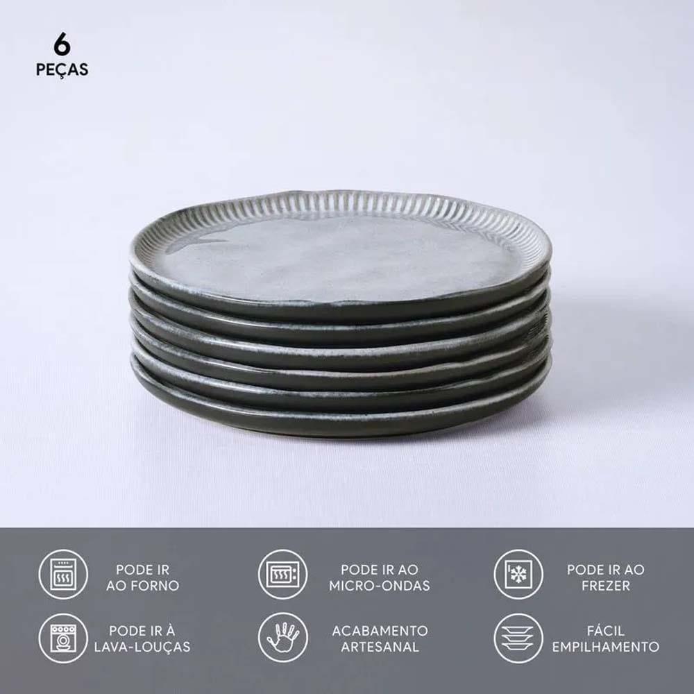 Conjunto de Pratos de Sobremesa Porto Brasil Linhas Dust 21,5cm - 6 Peças - 3
