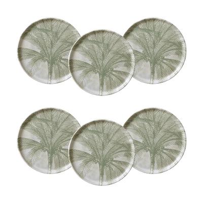 Conjunto de Pratos de Sobremesa Porto Brasil Bio Tropicalia Verde 21,5cm - 6 Peças