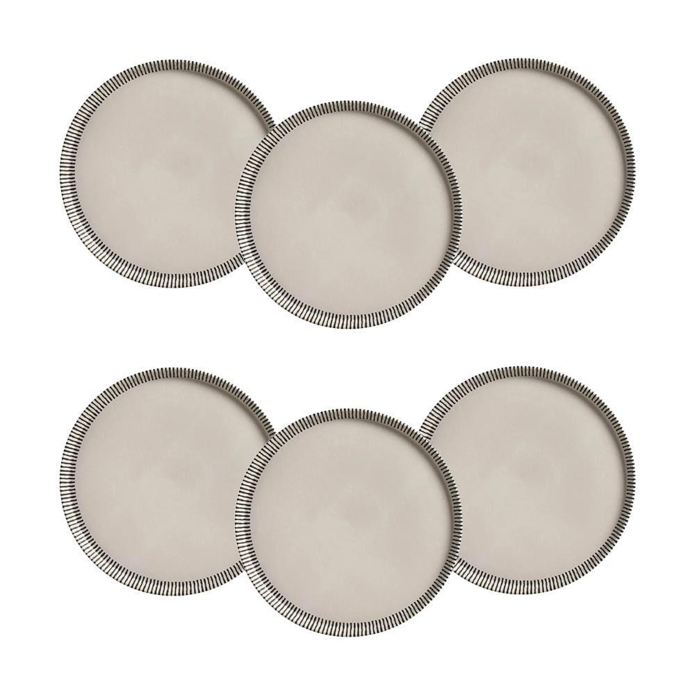 Conjunto de Pratos de Sobremesa Porto Brasil Neo Pulse Cinza 21,5cm - 6 Peças - 1