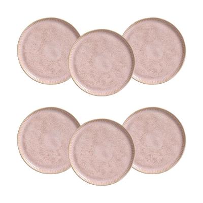 Conjunto de Pratos de Sobremesa Porto Brasil Linhas Litchi Rosa Claro 21,5cm - 6 Peças