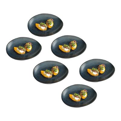 Conjunto de Pratos de Sobremesa Ovais Porto Brasil Orgânico Night Blue 22,5cm - 6 peças