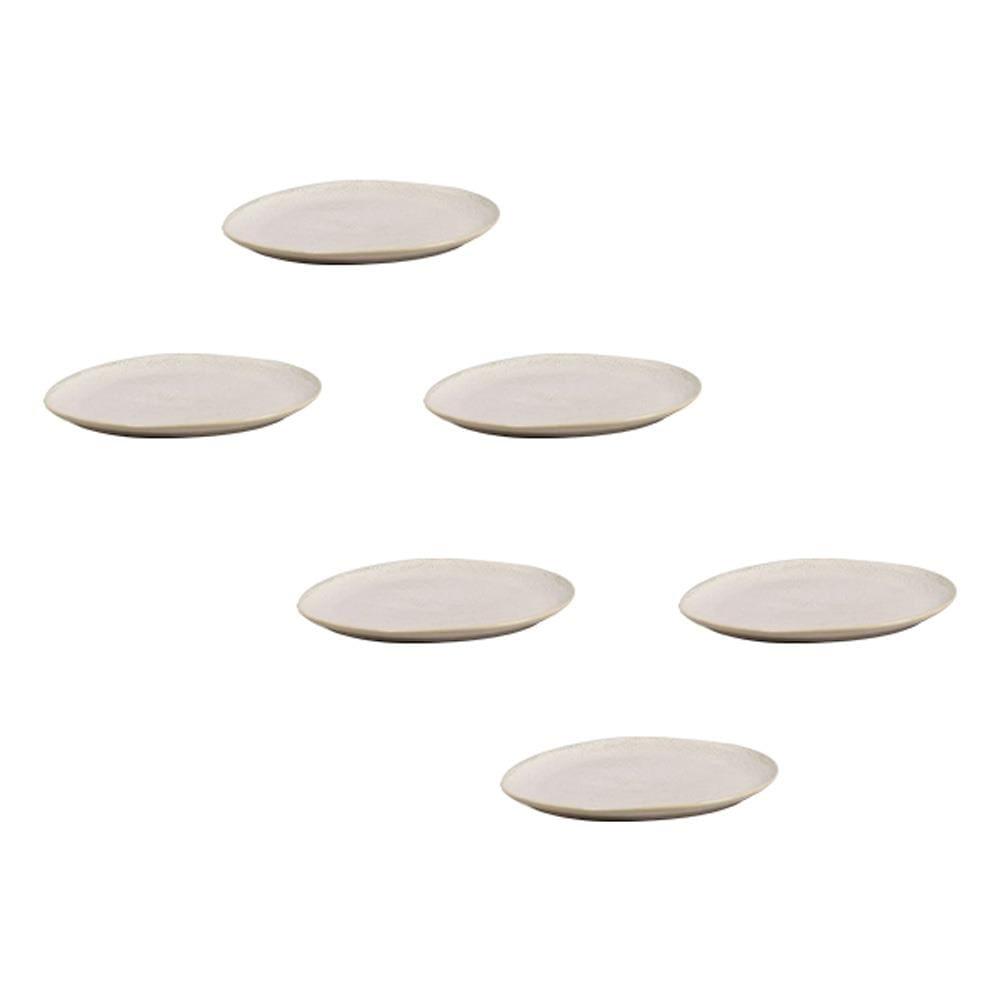 Conjunto de Pratos de Sobremesa Ovais Porto Brasil Orgânico Latte 22,5cm - 6 peças - 1