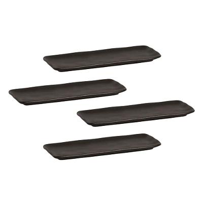 Conjunto de Travessas Retangulares Médias Porto Brasil Orgânico Preto Matte 33x13cm - 4 peças