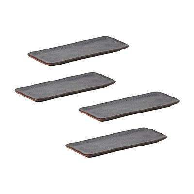 Conjunto de Travessas Retangulares Pequenas Porto Brasil Titanium 22x9,5cm - 4 Peças