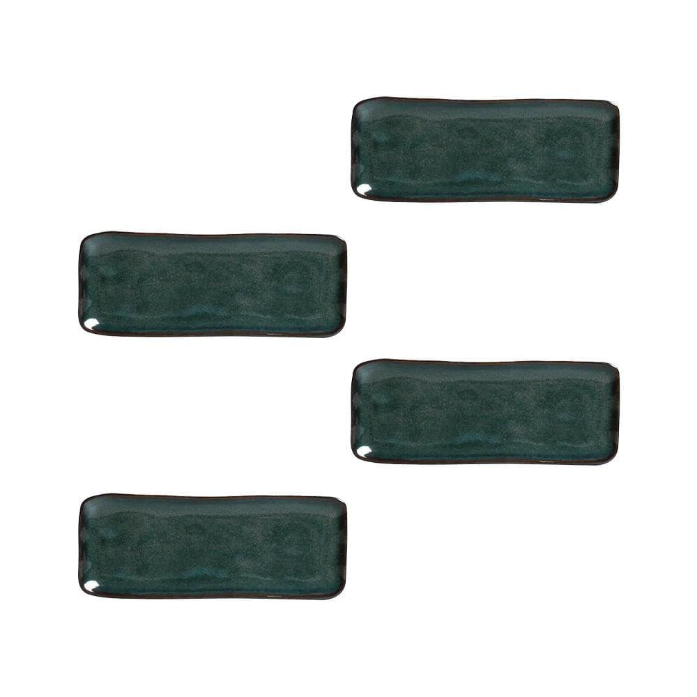 Conjunto de Travessas Retangulares Pequenas Porto Brasil Orgânico Oceano 22x9,5cm - 4 Peças - 1