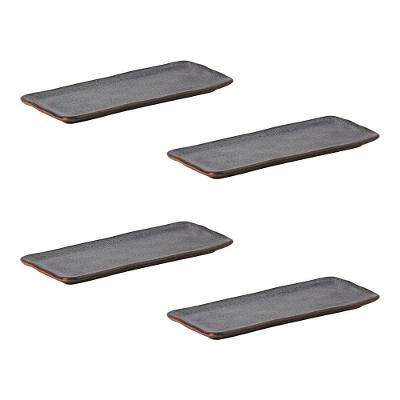 Conjunto de Travessas Retangulares Médias Porto Brasil Orgânico Titanium 33x13cm - 4 Peças