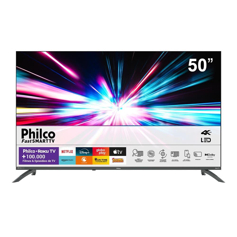 Smart TV Philco 50" 4K LED Ultra HD PTV50VA4REGB Sistema Operacional Roku TV e Entradas USB e HDMI - 1