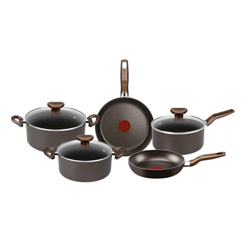 Jogo de Panelas Rochedo Expert 5 Peças Antiaderente Tampas de Vidro Chocolate - 1