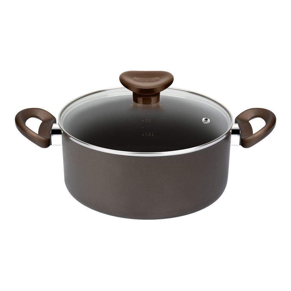 Jogo de Panelas Rochedo Expert 5 Peças Antiaderente Tampas de Vidro Chocolate - 2