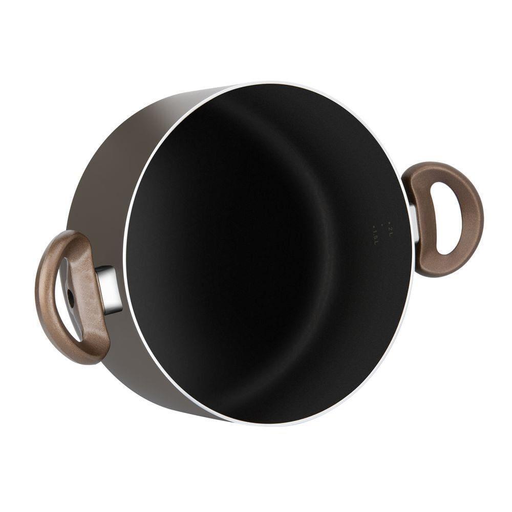 Jogo de Panelas Rochedo Expert 5 Peças Antiaderente Tampas de Vidro Chocolate - 5