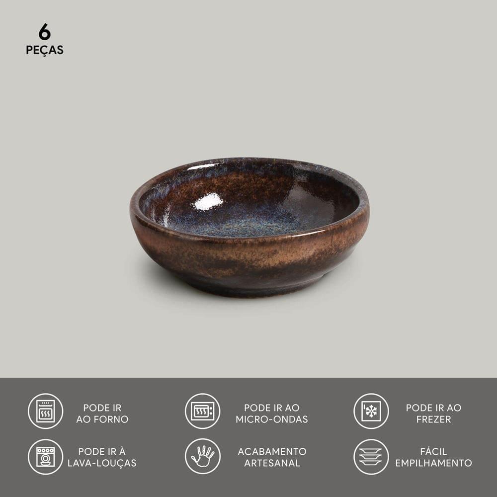 Conjunto de Ramequins Médios Porto Brasil Orgânico Titanium com 6 Peças 70ml - Azul - 2