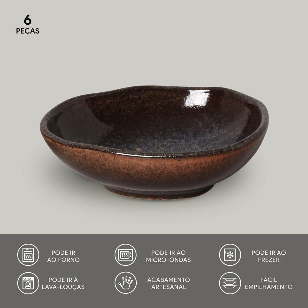 Conjunto de Cumbucas Ovais Porto Brasil Orgânico Titanium 265ml - 6 Peças - 2