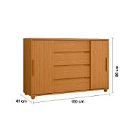 Cômoda Palumoveis Evidenza com 4 Gavetas e 2 Portas – 150cm de Largura - 7