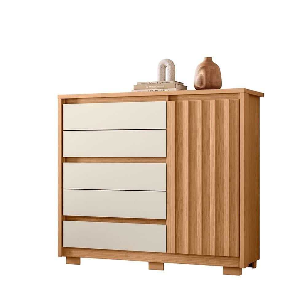 Cômoda Sapateira Palumoveis Duetto com 5 Gavetas e 1 Porta – 125cm de Largura - 2