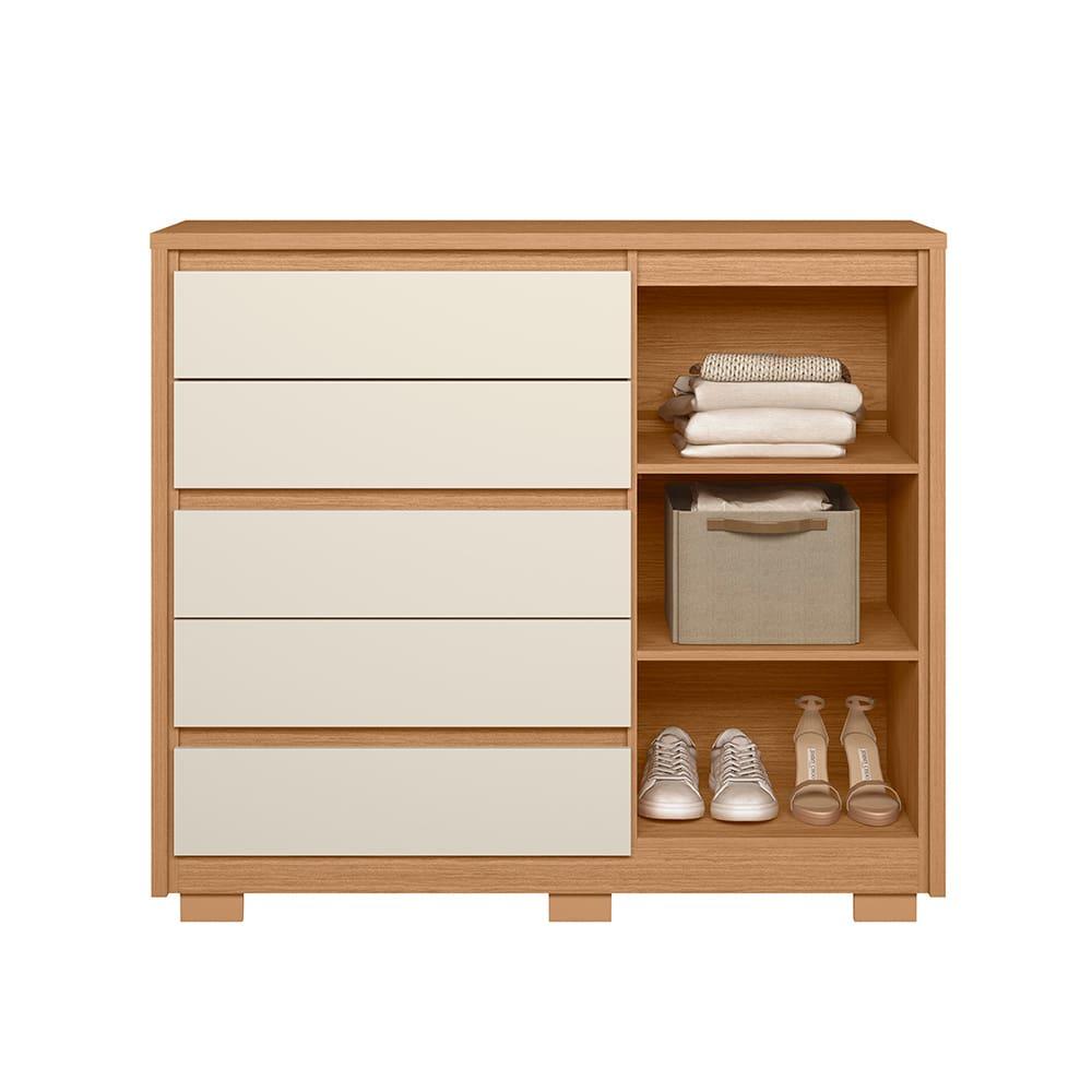 Cômoda Sapateira Palumoveis Duetto com 5 Gavetas e 1 Porta – 125cm de Largura - 3