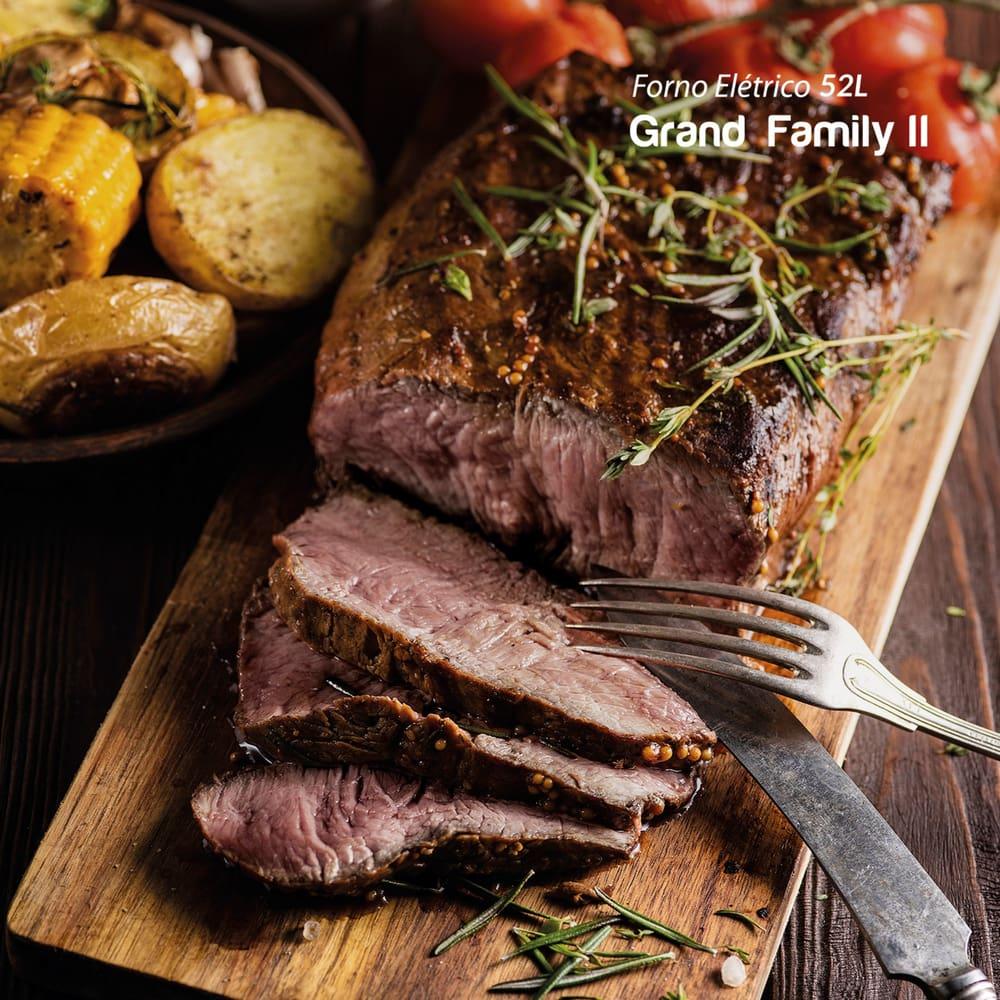 Forno Elétrico Mondial Grand Family II FR-52 com Multifunções, Controle de Temperatura e Timer de 90 Minutos Preto/Inox 1800W - 52 Litros - 7