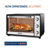 Forno Elétrico Mondial Grand Family II FR-52 com Multifunções, Controle de Temperatura e Timer de 90 Minutos Preto/Inox 1800W - 52 Litros - 2