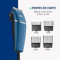 Máquina de Cortar Cabelo Mondial Pratic Style CR-10 com 8 Acessórios, Lâminas em Aço Inox, Bivolt - Azul - 2