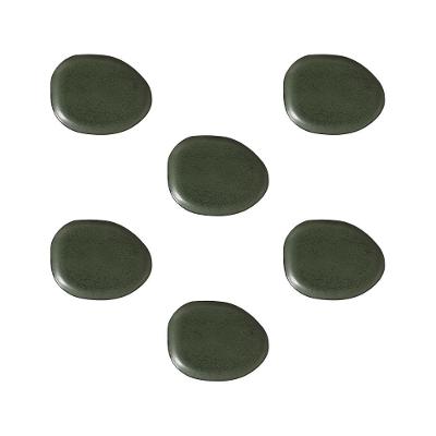 Conjunto de Pratos Oval Porto Brasil Orgânico Greenery 31cm - 6 Peças
