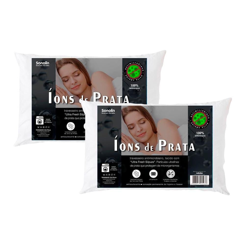 Travesseiro Sonolin Íons de Prata 50x70cm Branco - 2 Unidades - 1